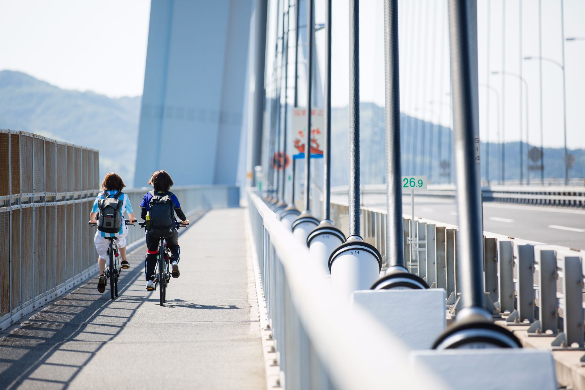 Cycling on the bridge